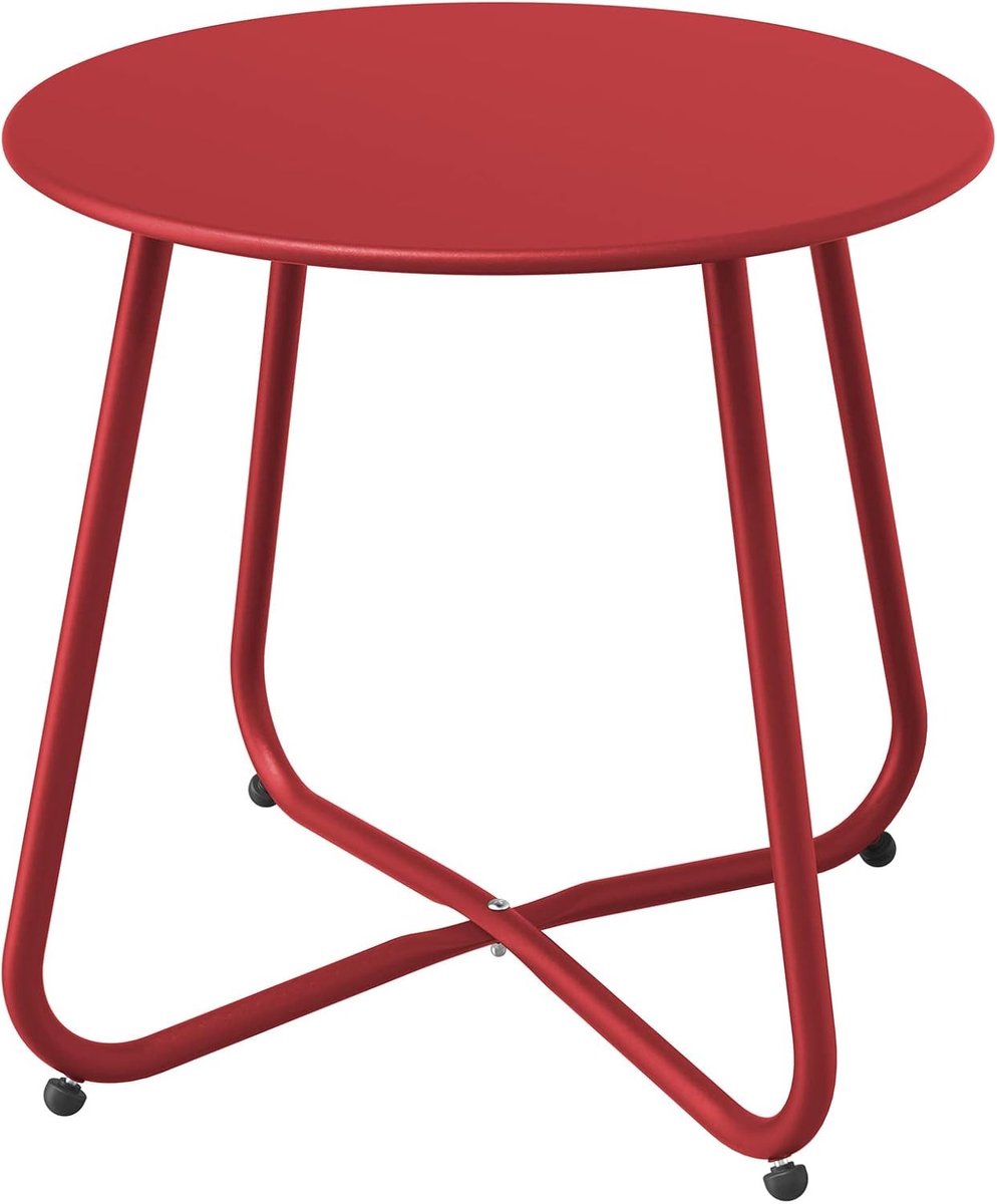 Lexium Store Laptoptafel - Rood - 45 x 45 x 45 cm - Lichtgewicht Stalen Bijzettafel - Voor Binnen en Buiten
