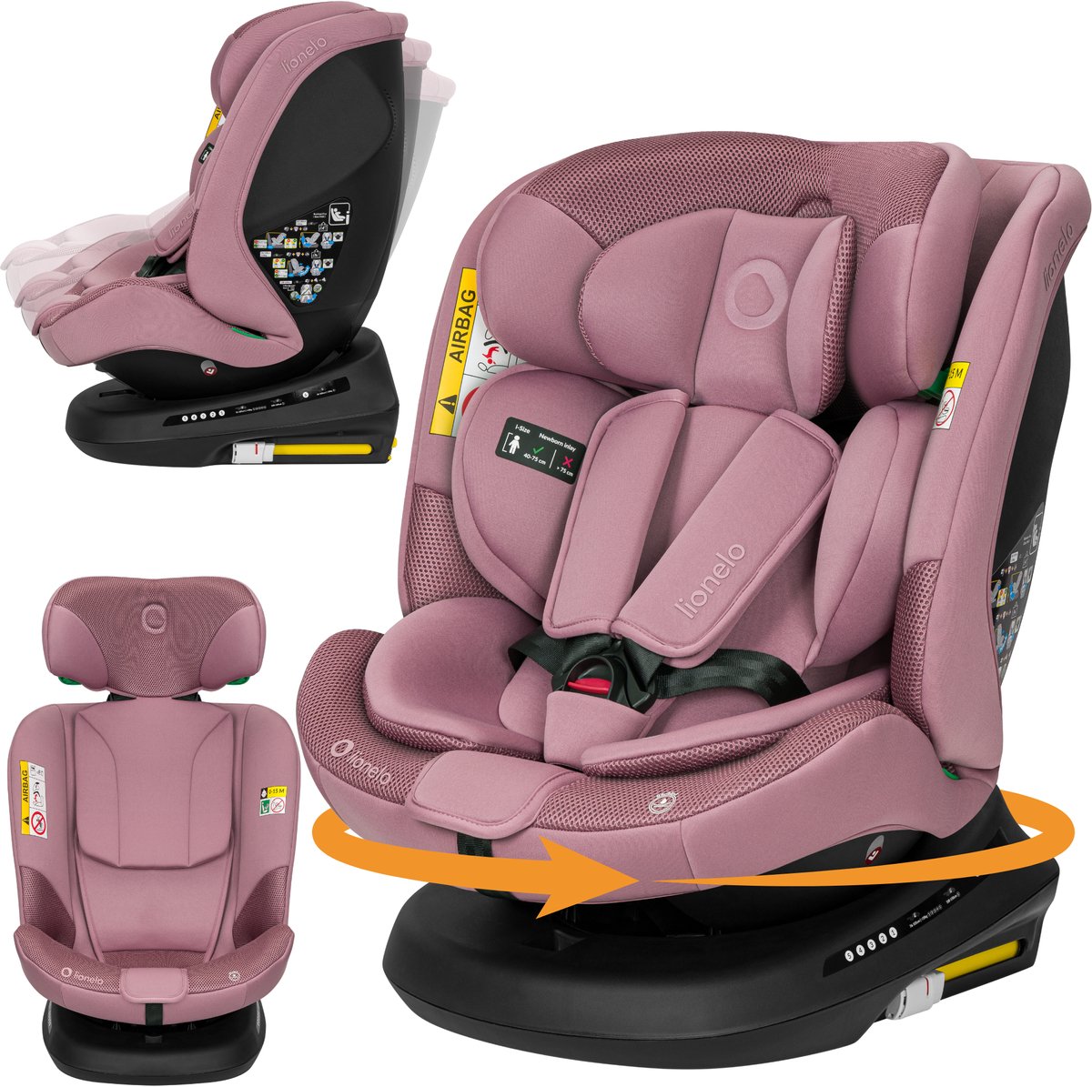 Lionelo Bastiaan Plus i-Size 4in1 Autostoel ISOFIX 360° Draaibaar – Van Geboorte tot 12 Jaar (40-150 cm) – RWF & FWF – Top Tether – Dri-Seat – 12-Standen Hoofdsteun – 6 Ligstanden – Brede Comfortzitting – i-Size
