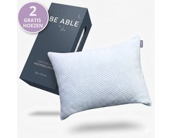 Be Able Aanpasbaar Hoofdkussen – Traagschuim Kussen 50x70CM – Vermindert Nekklachten – Ergonomisch – Memory Foam Slaapkussen – Geschikt voor rug-, zij- en buikslapers – 2 Hoezen