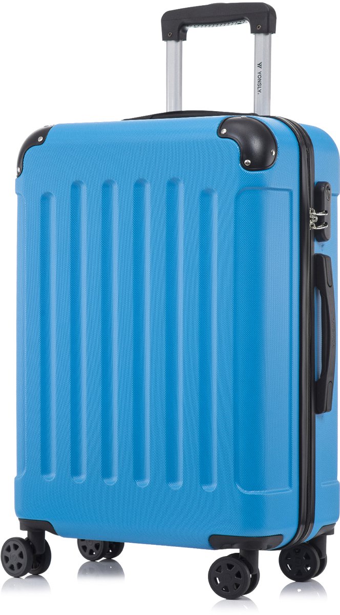 YONSLY Handbagage Koffer - 66cm - 66 L - Cijferslot- 360° Draaibare Wielen - Trolley- 66 x 43 x 28 cm - Blauw