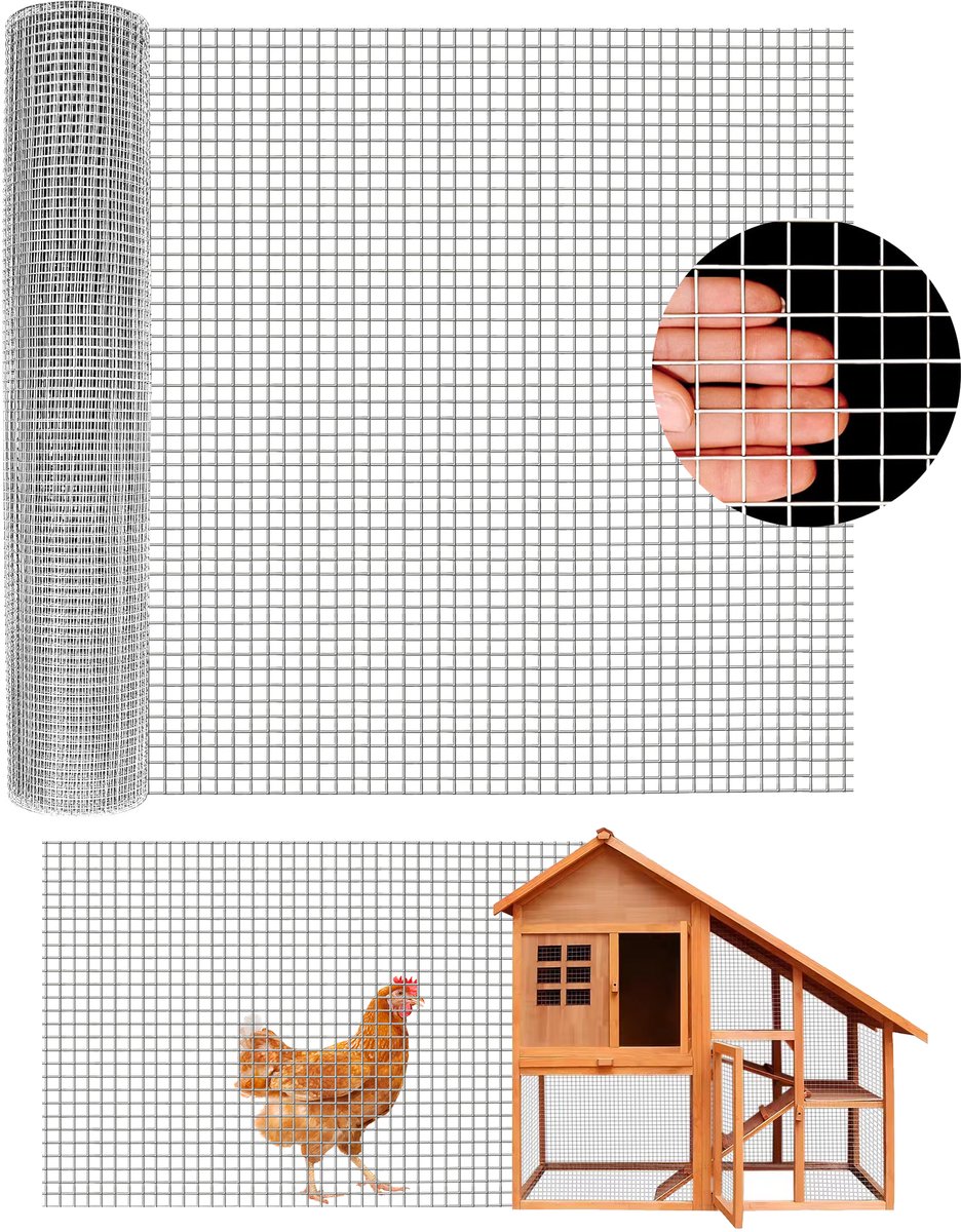 Verzinkt Omheining Tuin - 1.2x15m - Gaaspaneel Rol - Kippengaas - Tuinafscheiding - Pluimvee Net - Tuinbescherming - Voor Tuin Terras - Zilver