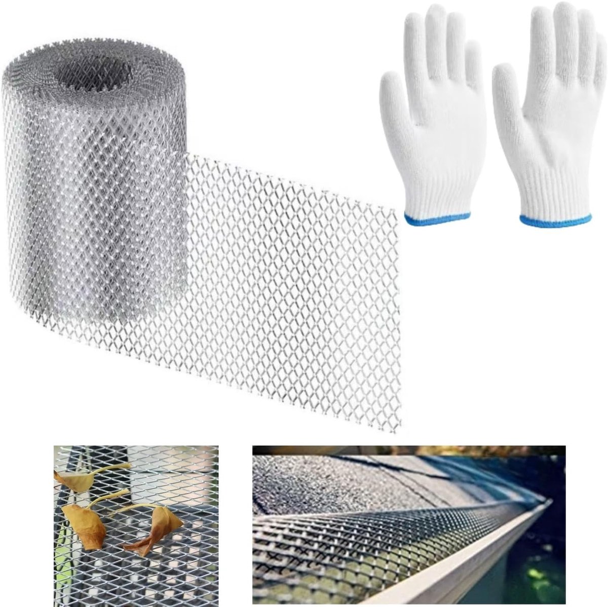 Aluminium Gootbescherming van 15 cm x 6 m - Duurzame Gootbeschermers, Mesh Blad en DIY Snijblad voor Regenafvoer