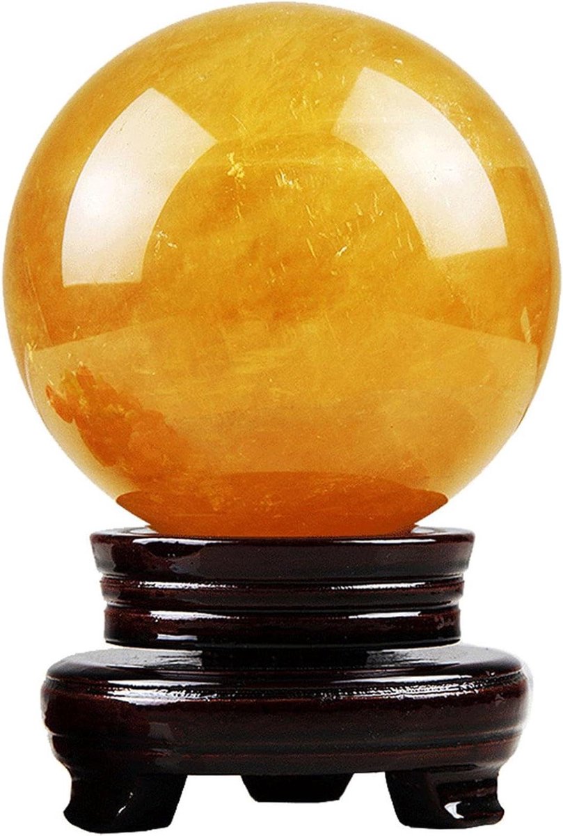 Kristallen Bol - Citrien Kwarts - Meditatie en Decoratie - Natuurlijk Kristal - 10 cm - Geel