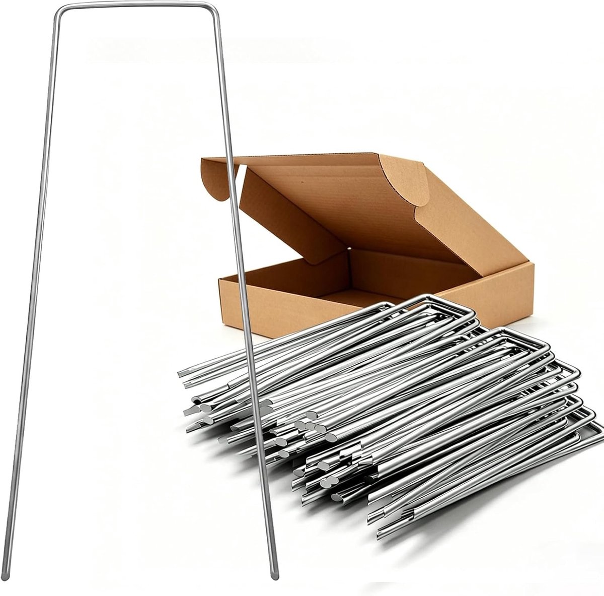 Grondanker - Verzinkt Staal - 150 x 35 mm - U-vormige Tuinharingen - Voor Tuin en Camping