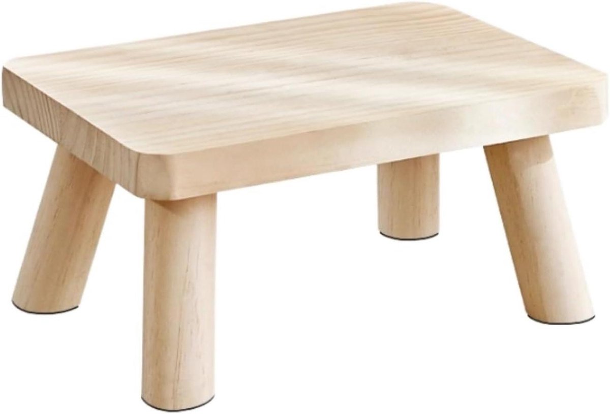Houten Kruk - Voetenbankje Nachtkastje - Ontspannen Voeten - Massief Hout - 30x20x15cm - Natuurlijk