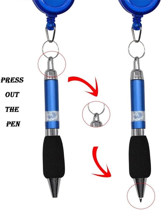 Handige 3-in-1 Retractable Badge Reel met Pen, Sleutelhanger en Carabiner - Set van 6 voor Professionele Toepassingen — afbeelding 2