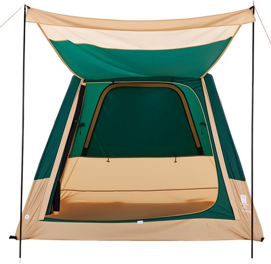 VEVOR Campingtent voor 4 Personen, Opblaasbare Familietent met Oplaadbare Pomp, Tpu-Luchtslang en 5 Gaasramen, Cabinetent met Draagtas voor Gezinskamperen en Wandelen, Groen van Vevor — afbeelding 2