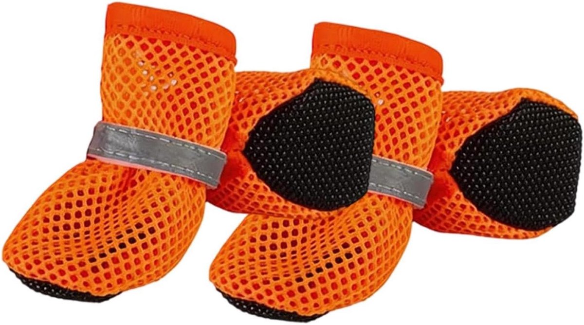 Hondenschoenen - Hondenlaarzen Pootbeschermers - Poten Beschermen - Ademend Mesh Ontwerp - Maat M - Oranje