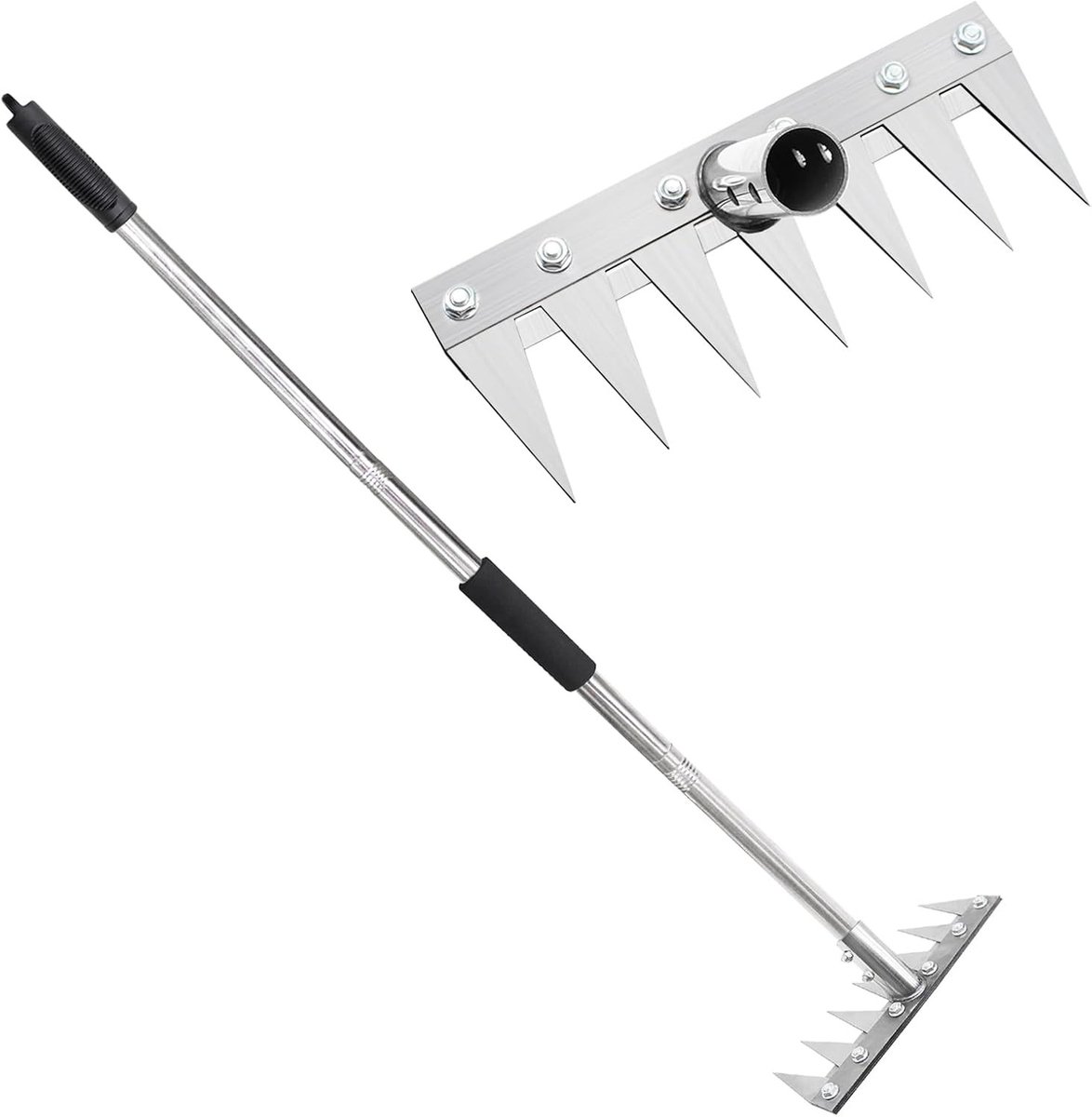 Gazonrakel - Metalen Tuinhark - 7 Tanden - Metalen Steel - Multifunctioneel Tuingereedschap voor Wieden en Grondbewerking