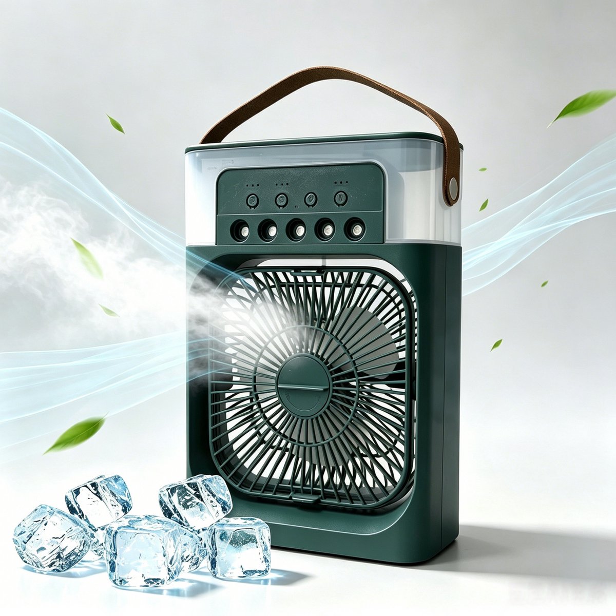 Casalora Portable Aircooler - Airco Zonder Afvoerslang - Tafelventilator -Luchtkoeler 4-in-1 -3 windsnelheden met 600ml Watertank - Groen