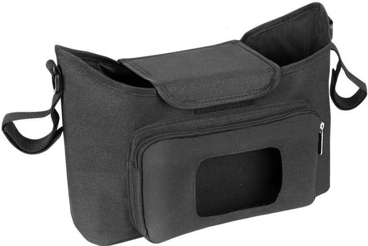 Buggy Organizer Tas - Kinderwagen Tas Organizer - Babybenodigdheden Opbergen - Waterdicht Oxford Doek - 350 Gram - Zwart