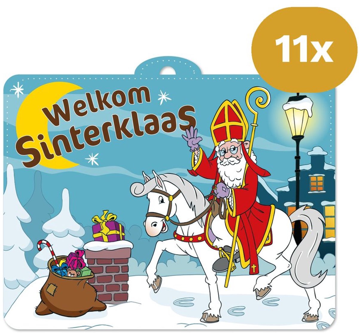 11x Sinterklaas Feestschild 30 x 40cm - Welkom Sinterklaas Deurbord - Gevel & Raam Decoratie