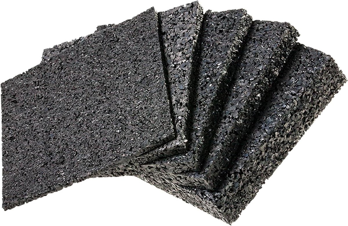 Terraspads Rubbergranulaat - Onderlegblokjes Onderbouw - Terras Aanleggen - Waterbestendig Rotvrij - 90 x 90 x 8 mm - Zwart
