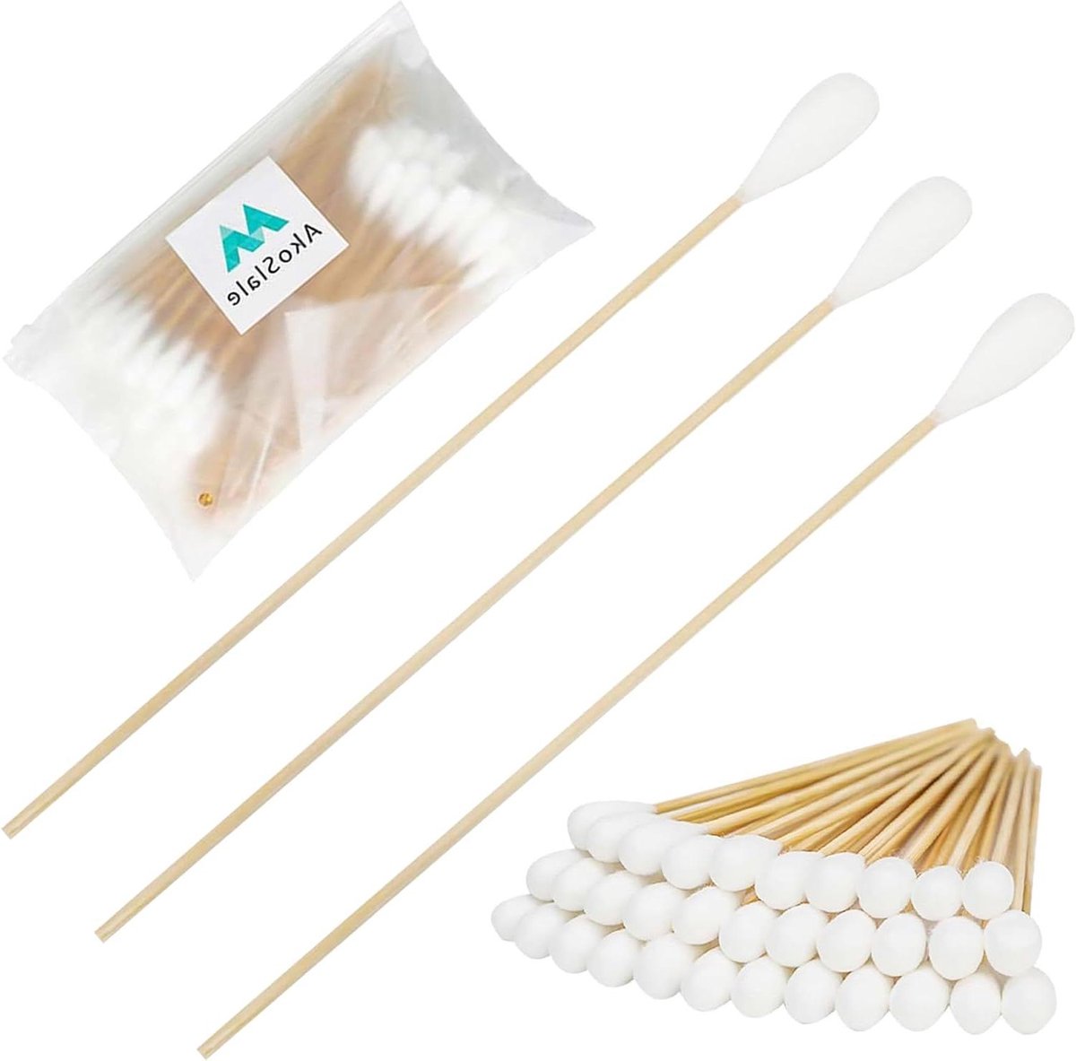 Grote Katoen Swabs - Q-tips - Oor Reinigen - Extra Lange Stelen - 100 Stuks - Natuurlijk