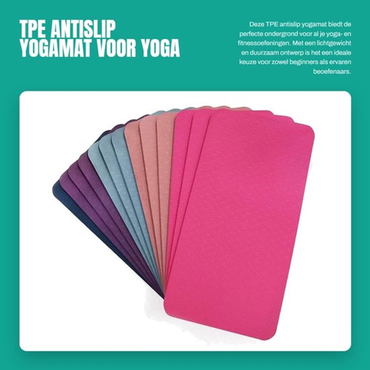 Yogamat TPE-antislip - Yoga Mat Extra Dik - Fitness Mat - Gymnastiek Mat - Lichtgewicht - Ongeveer 58*36*0.8cm - Fitnessmat