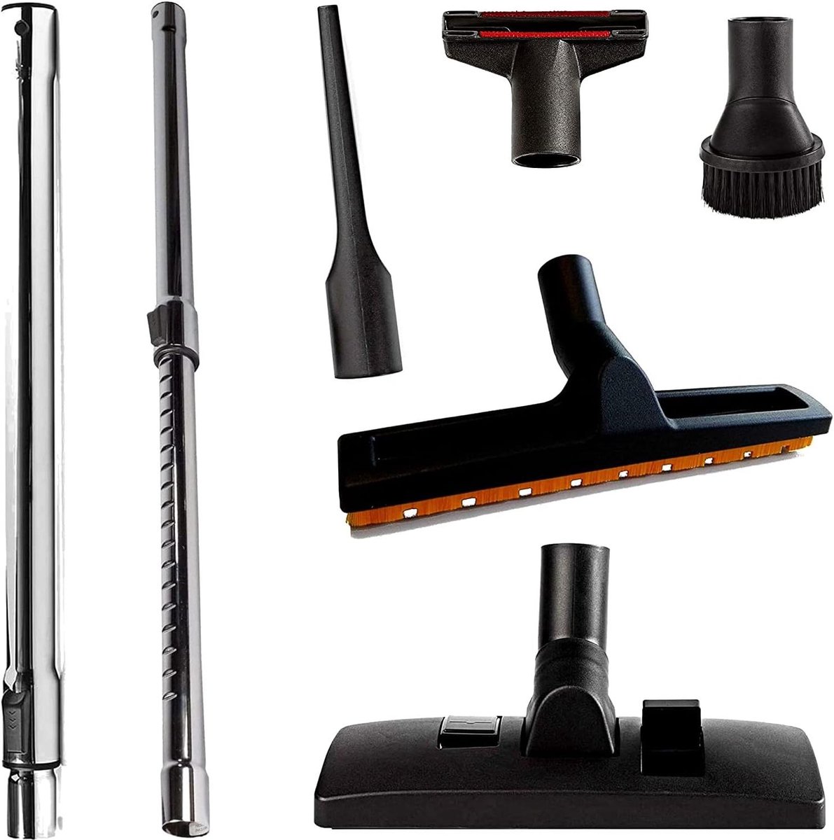 Stofzuiger Accessoireset - Mondstukken Set - Stofzuigen en Reinigen - 35mm Ronde Buis - 27 cm Werkbreedte - Zwart