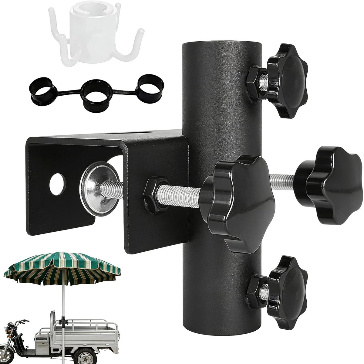 Parasolhouder voor balkon - Zwart - Ø 25-36 mm - Stalen Balkonparasolhouder - Voor Balkon en Terras