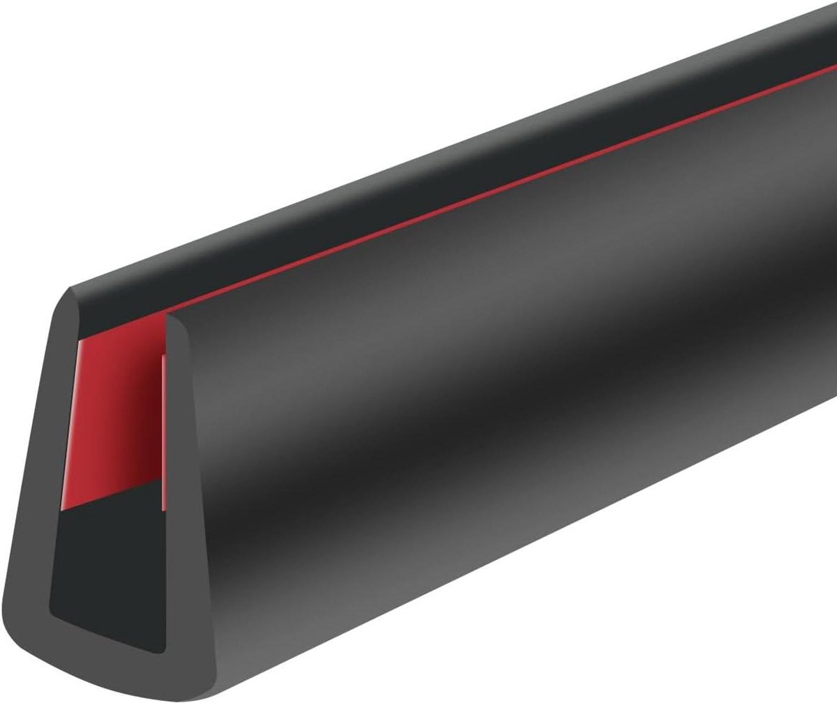 Rubberen Randbescherming - Zelfklevende Randlijst - Randafwerking Glas - EPDM-rubber Materiaal - 6 meter lengte - Zwart