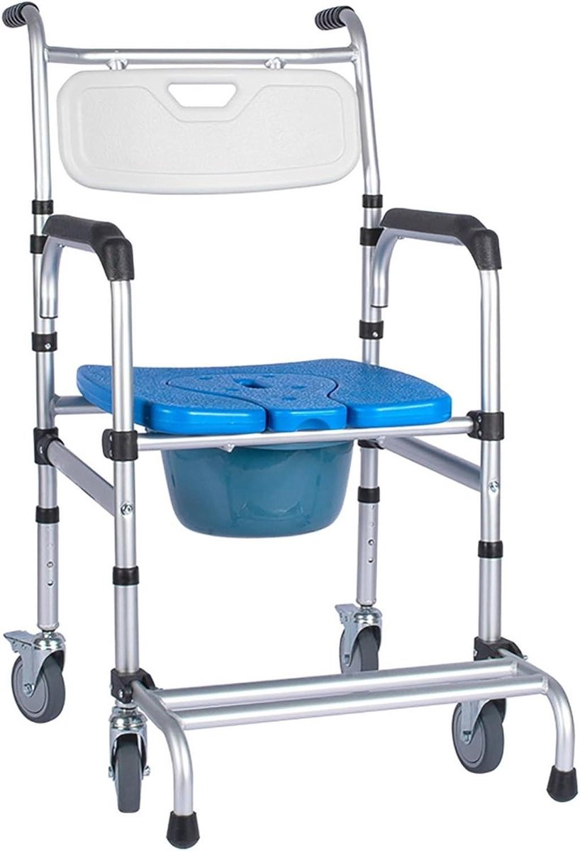 Toiletstoel Verrijdbaar - Douchestoel Postoel - Veiligheid Badkamer - 4-in-1 Functionaliteit - Tot 136 kg - Wit