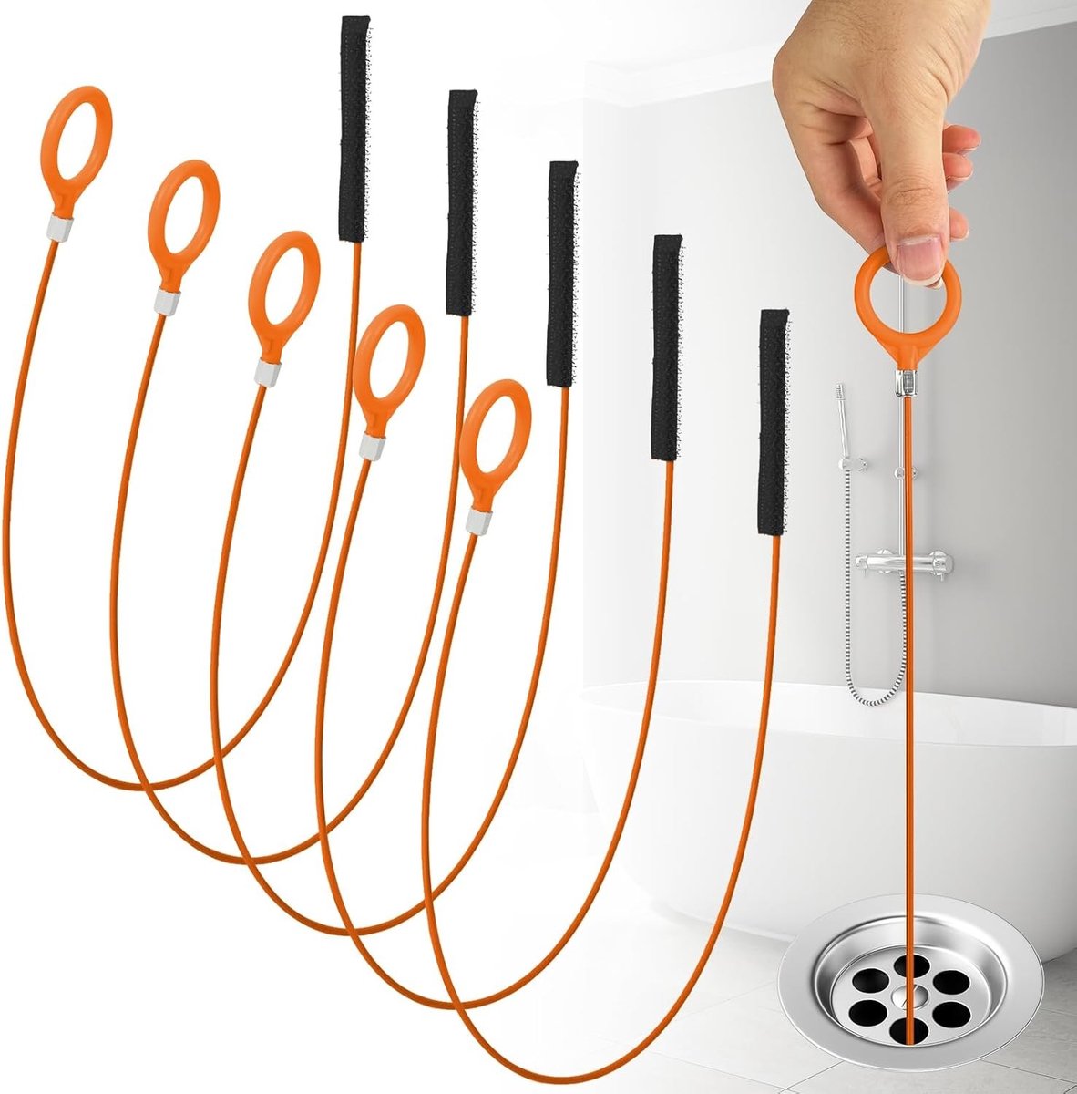 Ontstoppingsveer - Oranje - 82 cm - Stalen Flexibele Afvoerreiniger - Voor Keuken en Badkamer