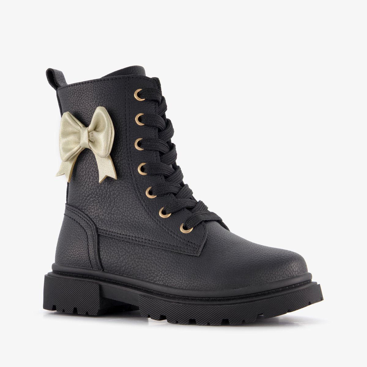 Blue Box meisjes veterboots met strikje zwart - Maat 31