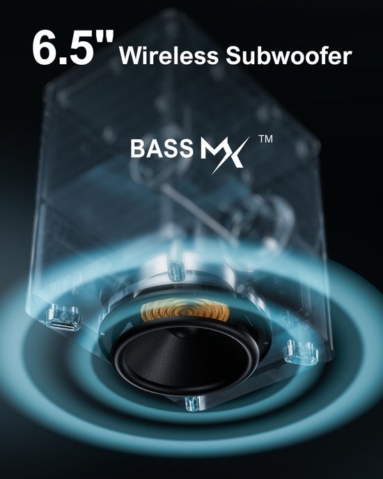 Mura - Sound system - Soundbar - Speaker - Box - Surround Set - Subwoofer - Set van 6 - 3D Virtueel Audio - App Control - Zwart — afbeelding 3