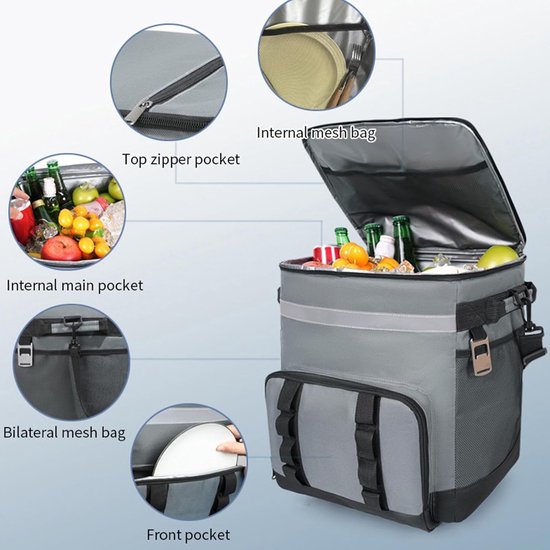 Campingkoelbox met wielen - Draagbare koelbox Outdoor koeler - Eten en drinken koel houden - Waterdicht en scheurbestendig — afbeelding 4