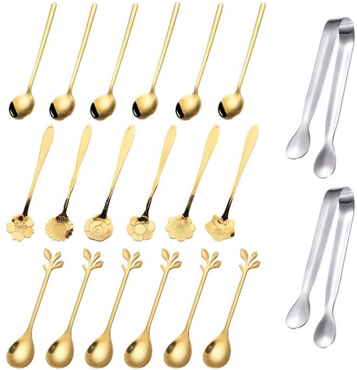 Bloemlepels 20 stuks - Roestvrij Staal - Koffielepels - Dessertlepels - Suikerlepels - Vaatwasserbestendig - Cadeau optie - Theelepels