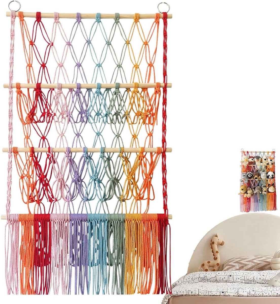 Hangmat Knuffeldieren - Speelgoed Opberger - Speelkamer Organiseren - Boho Stijl Design - 92 x 52 cm - Niet gespecificeerd