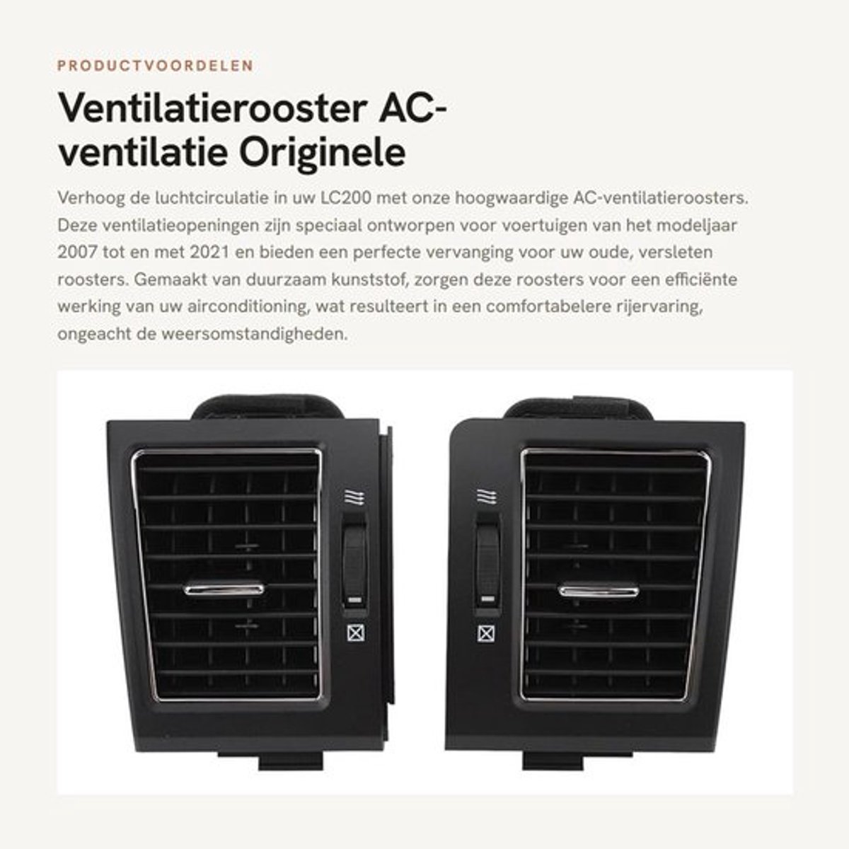 Ventilatierooster Vervanging voor LC200 2007-2021 - Dashboard Ventilatieopening - Kunststof - OEM 55650-60141/55660-60261 - 1 Paar - Links/Rechts Installatie - Aircoopening