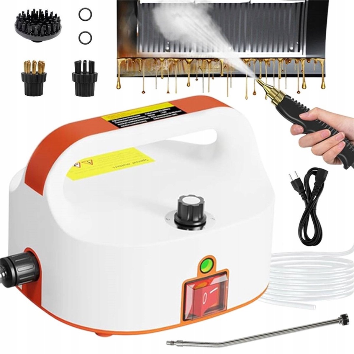 Hogedruk Stoomreiniger - Handstoomreiniger - Draagbare Steam Cleaner - Handstomer - 2500W - 105°C - 6 Standen - Tankloos & Externe Watertoevoer - 120 cm Slang - Vlekkenreiniger - Voor Keuken Auto Textiel en Meubels