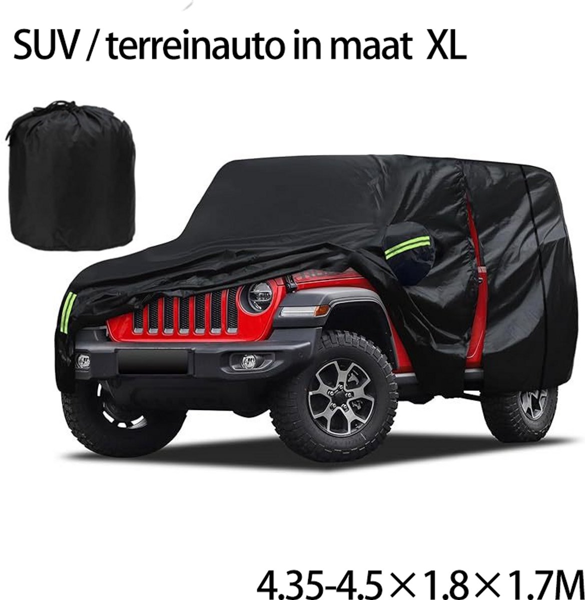 KZQ Universele Auto Car Cover - Waterdicht & UV-Bestendig - Voor SUV & Offroad - Maat XL (4.35-4.5m) - Zwart