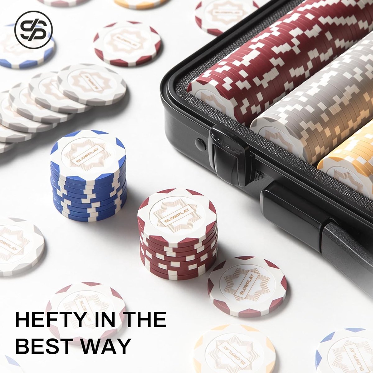 Pokerset - Wit - 40 mm - Zware Kleicomposiet Pokerchips met Waarde 10 - Voor Thuis- en Clubgebruik
