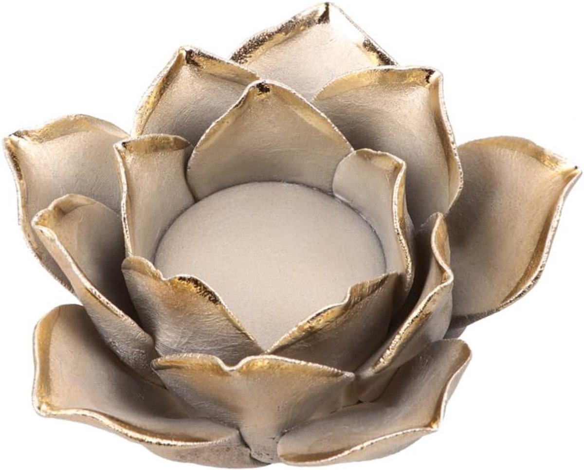 Lotus Theelichthouder - Kaarsenstandaard Kandelaar - Decoratie Tafel - Lotus Vorm - 10.5 cm - Goud