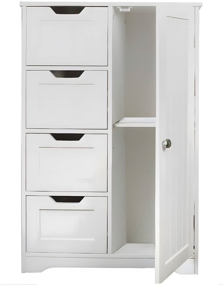 Begryf - Badkamerkast - 4 lades - 1 deur - Wit - 60x30x80 cm