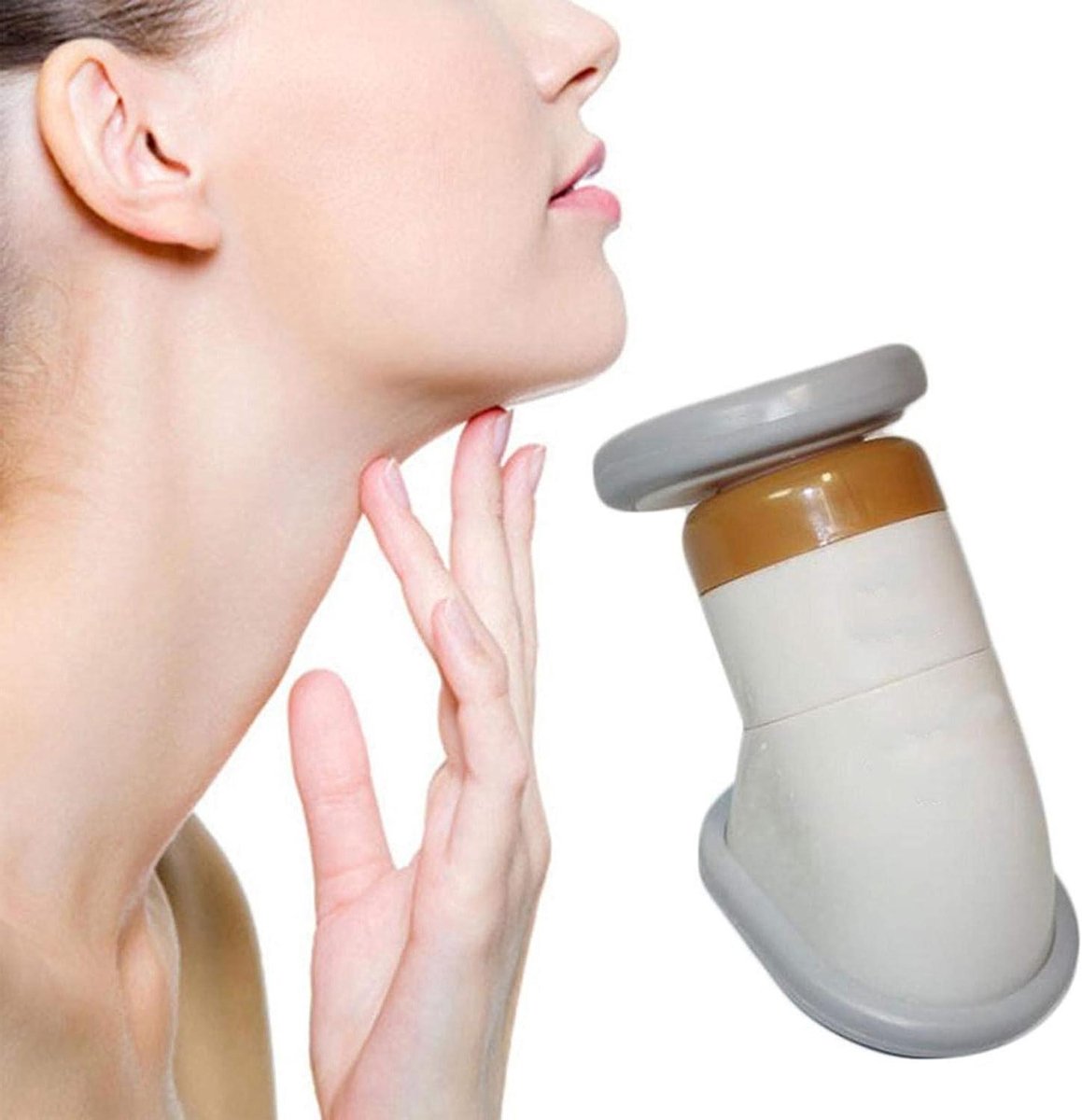 Kinmassageapparaat - Hals trainer - Gezichtscontour verbeteren - Met 3 weerstandsniveaus - 14 x 6 cm - Wit