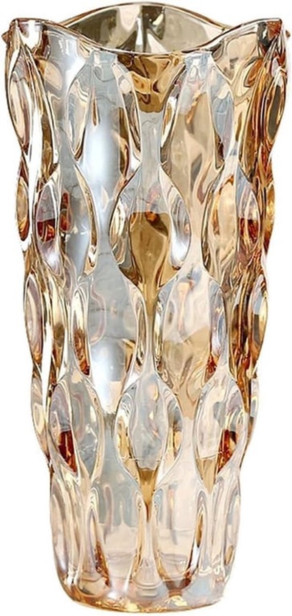 Glazen Bloemenvase - Decoratieve Vaas - 24cm Hoog - Geschikt voor Tulpen - Amberkleurig - Perfect voor Woondecoratie - Cadeau voor Moederdag