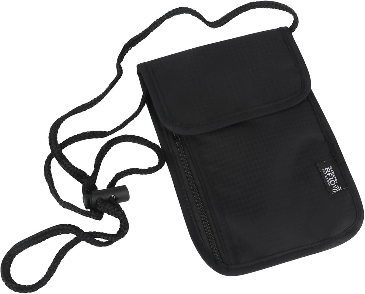 Rugzak met RFID-bescherming voor onopvallend reizen, multifunctionele tas voor paspoort, creditcards en reisaccessoires, zwart en unisex