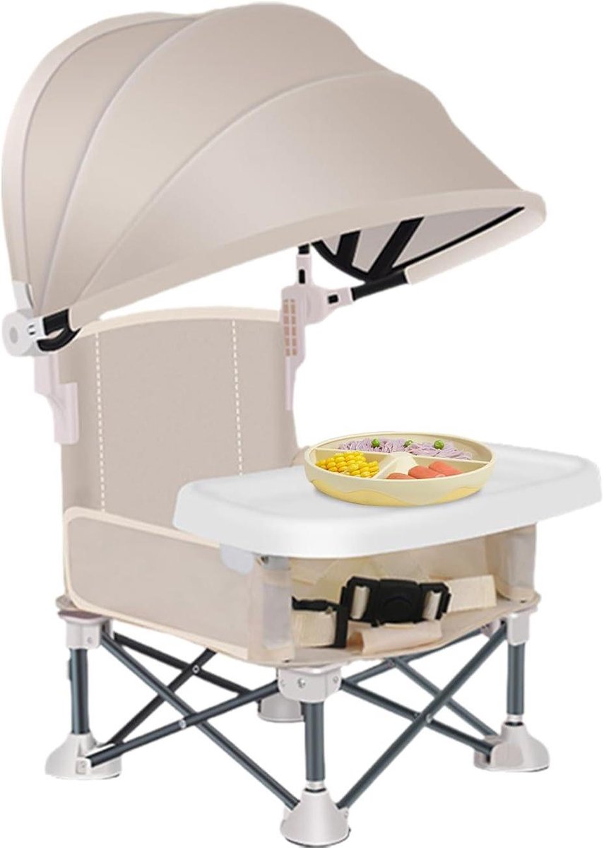 Baby Eetstoel Opvouwbaar - Kinderstoel Buitenzitje - Buiten Eten - Met Verwijderbaar Dienblad - 39 x 18 x 39 cm