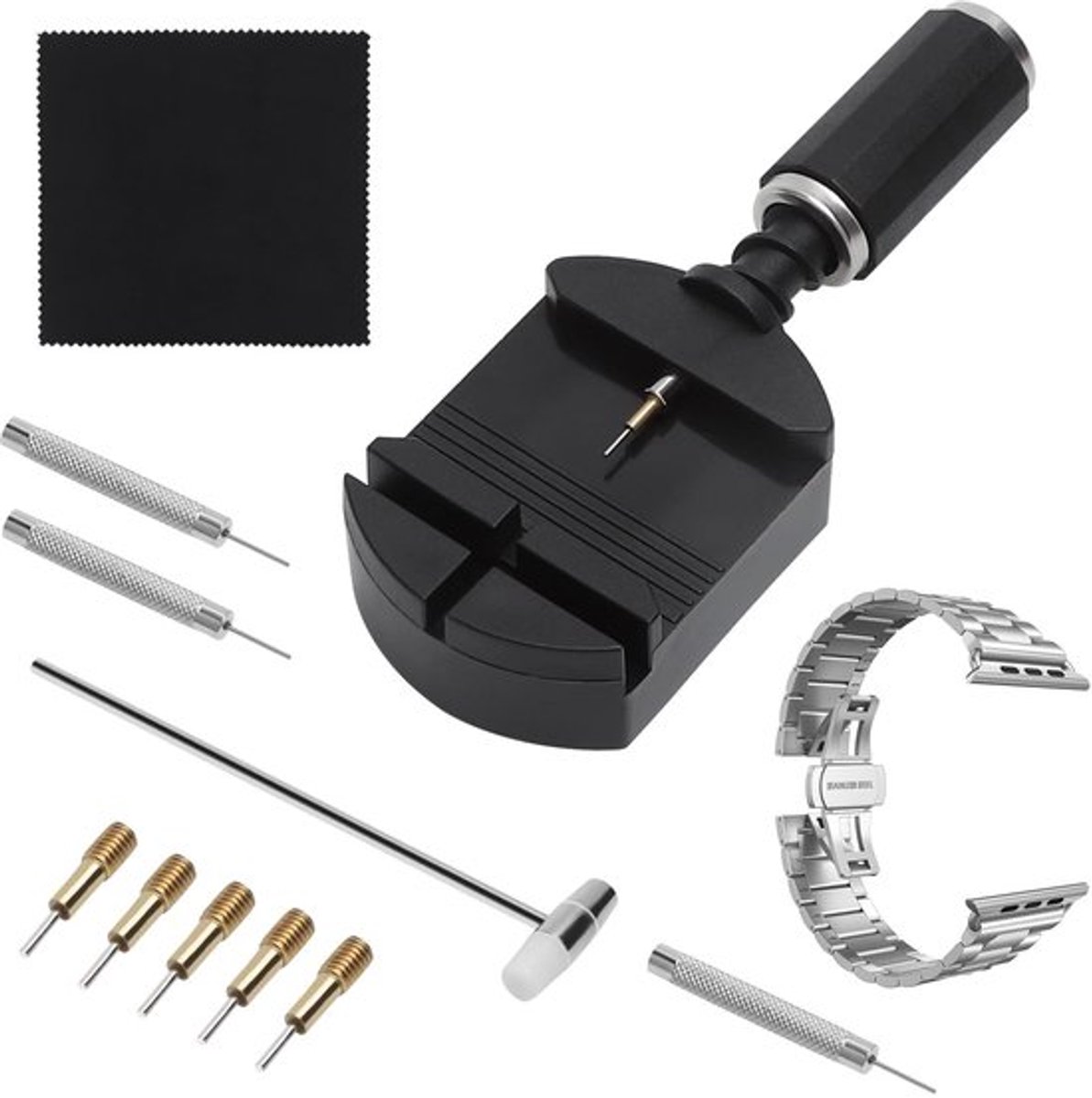 Horlogereparatieset 11 Stuks - Veerpengereedschap - Horlogebandgereedschap - Schakelverwijderingsset - Inkortgereedschap - Roestvrij Staal/Kunststof - Horloge Gereedschap
