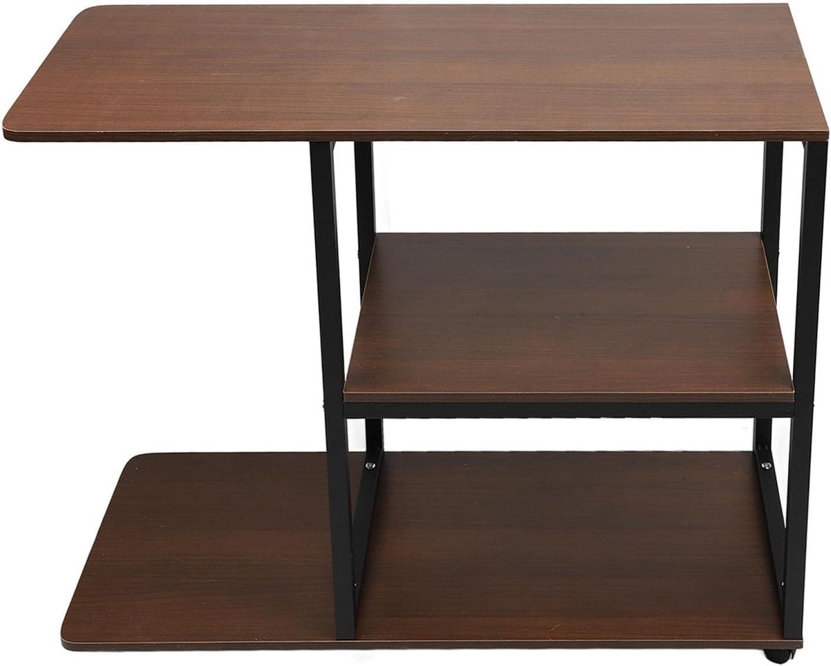 Bijzettafel Metaal - Salontafel Kastje - Opbergen Woonkamer - Verrijdbaar Ontwerp - 80x65x30 cm - Zwart