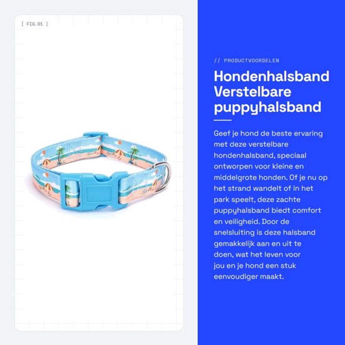 Hondenhalsband Verstelbaar - Zachte Puppyhalsband - Snelsluiting - Looptraining - Geschikt voor Kleine/Middelgrote/Grote Honden - Halsmaat 27-61 cm - Hondentuig
