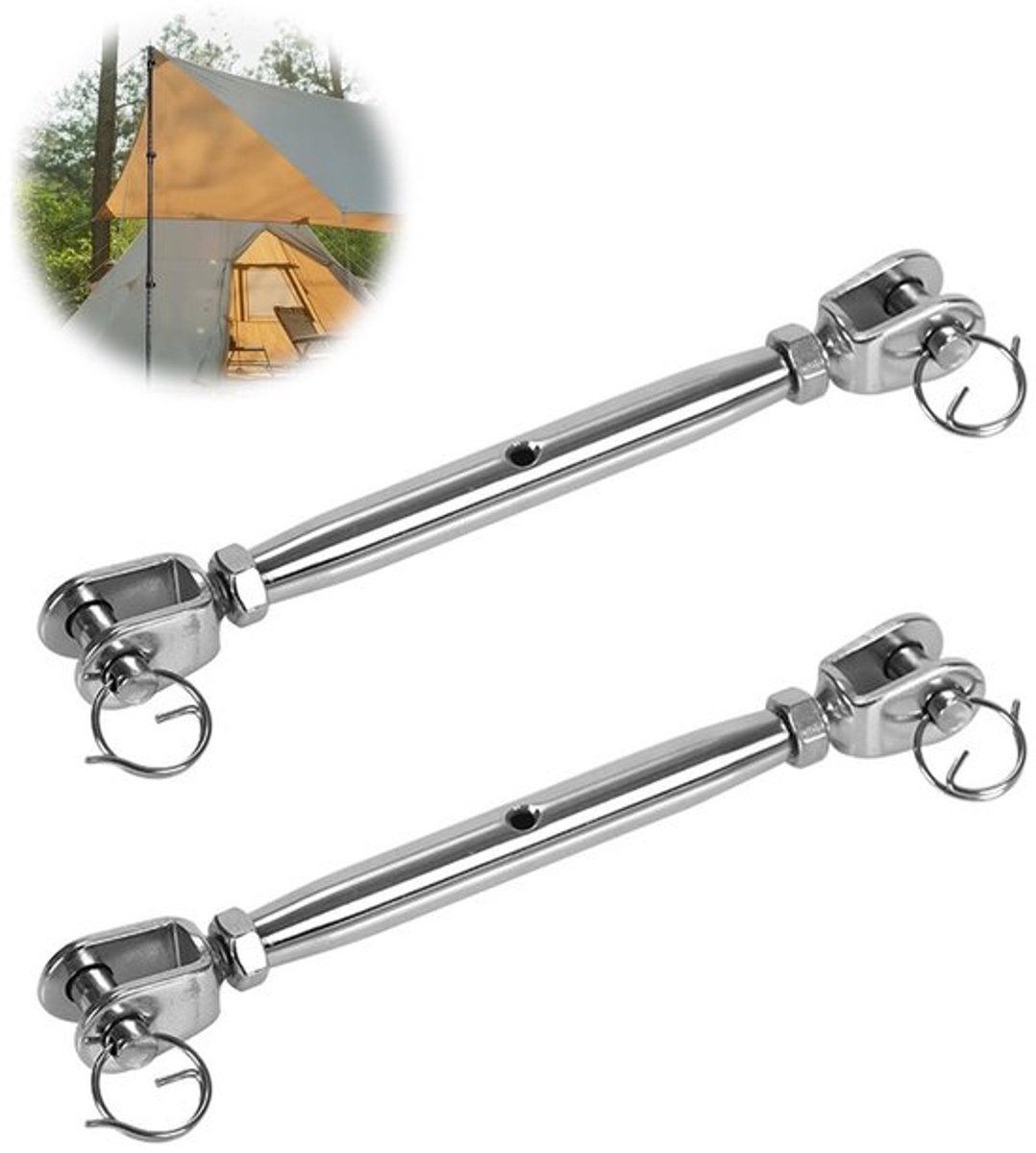 Want-spanners Roestvrij staal 304 - Draadspanners - Zonnezeil-spanners - Voor zeilboot - Voor tuinlampen - Afmetingen 16-21 cm - Spanner