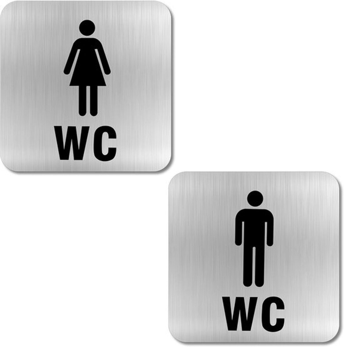 Toiletbordjes 2 Stuks - Roestvrij Stalen Deurbordjes - Zelfklevend - Ideaal Gastenwc-Bord - UV-bestendig - Weerbestendig - Wc-bordjes