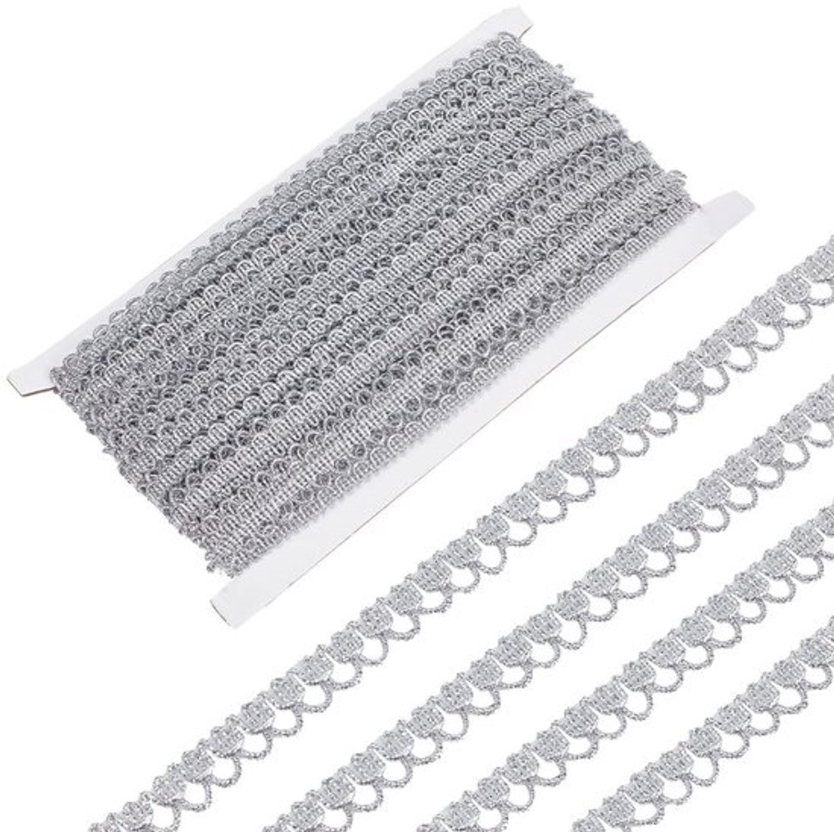 Kant Trim 18M - Zilver Gevlochten - 11Mm Breed - Decoratieve Rand - Gimp Fringe - Voor Naaien/Doe-Het-Zelf Ambachten
