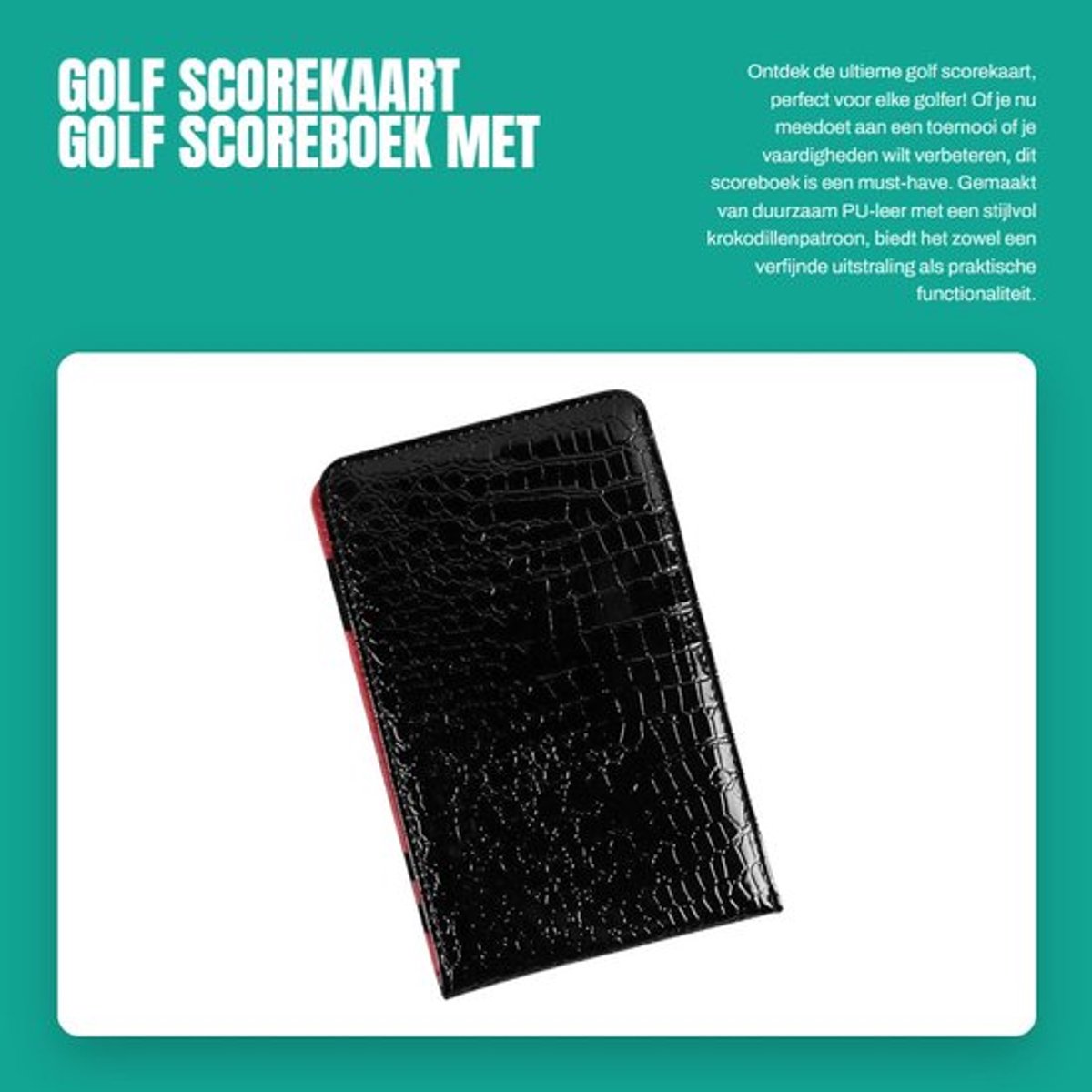 Scoreboek PU Leer Krokodillenpatroon - Scorekaarthouder - 5 Elastische Banden - 18x11 cm - Duurzaam - Multifunctioneel - Golfboek