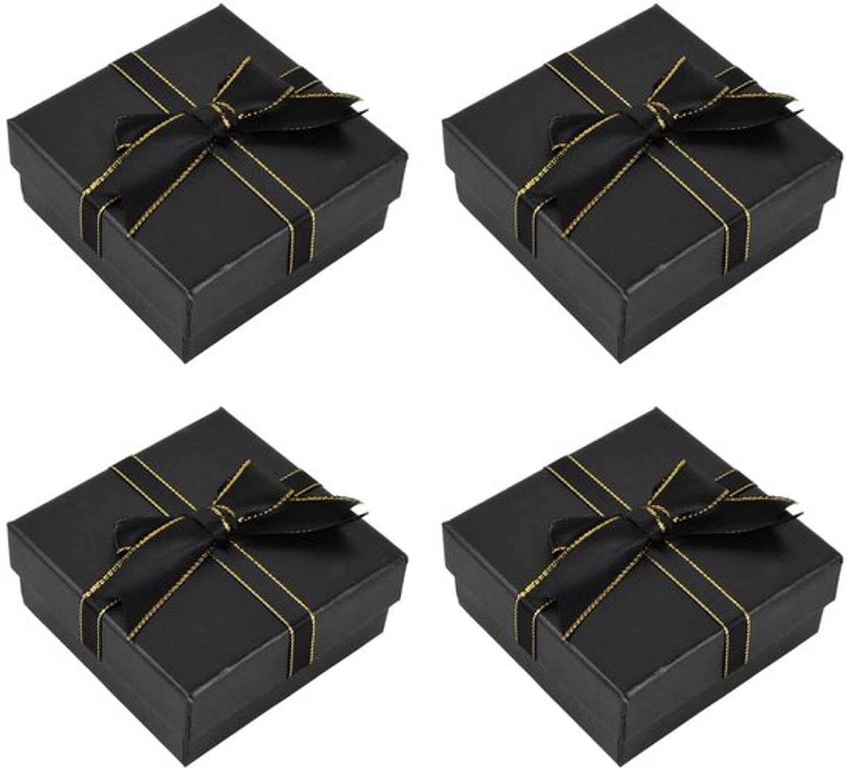 4 stuks sieraden geschenkdozen, kartonnen sieraden display doos, sieraden verpakking doos met strik knoop, oorbellen ringen opbergkoffer, vierkante beige cadeautjes, kleine papieren sieraden