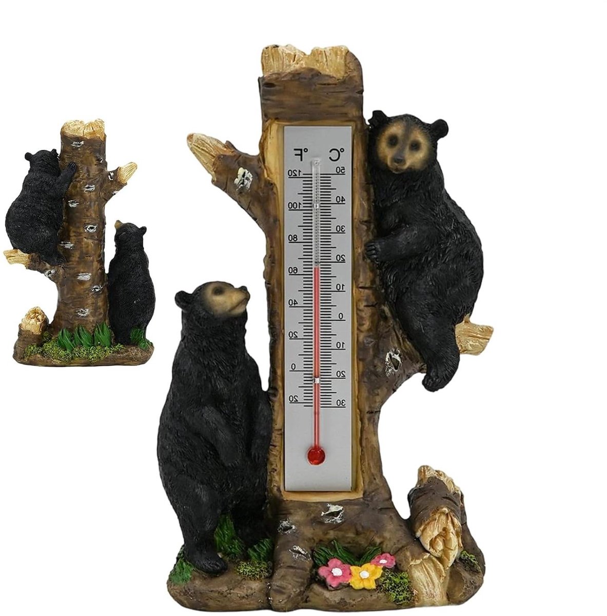Buitenthermometer Dubbele Weergave - Temperatuurmeter Tuin - Weer Controleren - Speels Ontwerp Beer - 27 cm Lengte - Uniek