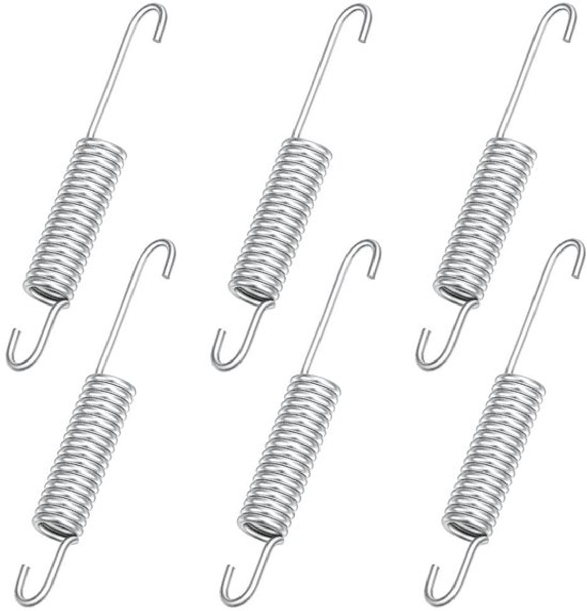 Spanveren 6 Stuks - Vervangende Trekveren - Roestvrij Staal - Nekhaken - 124,5 x 16 mm - Perfecte Pasvorm - Vervangingsveren
