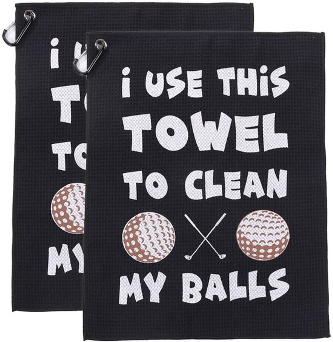 Golfhanddoek 2 Stuks - Grappige Gag Cadeau - Golfaccessoires met Clip - Voor Golftas - Voor Mannen/Vaders - Materiaal: Grap - Golfdoek